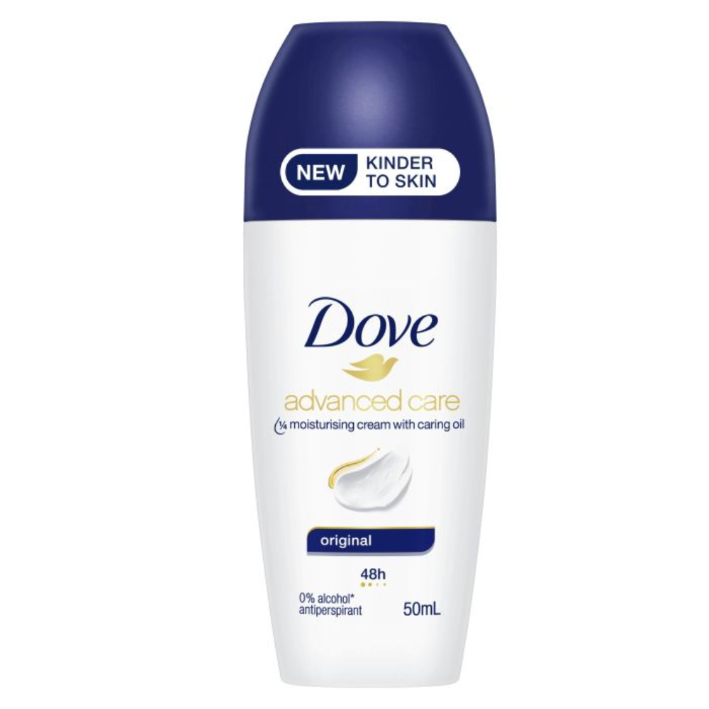 Dove advanced care antiperspirant deodorant bottle on a white background