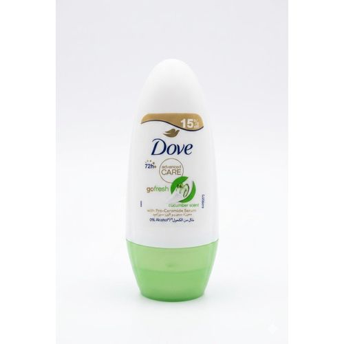 Dove deodorant roll-on bottle on a white background