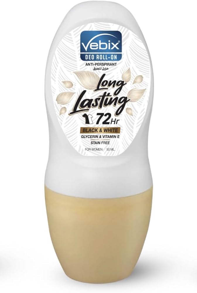 Deodorant roll-on bottle with Vebix branding on a white background
