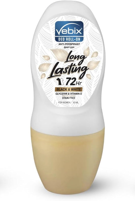 Deodorant roll-on bottle with Vebix branding on a white background