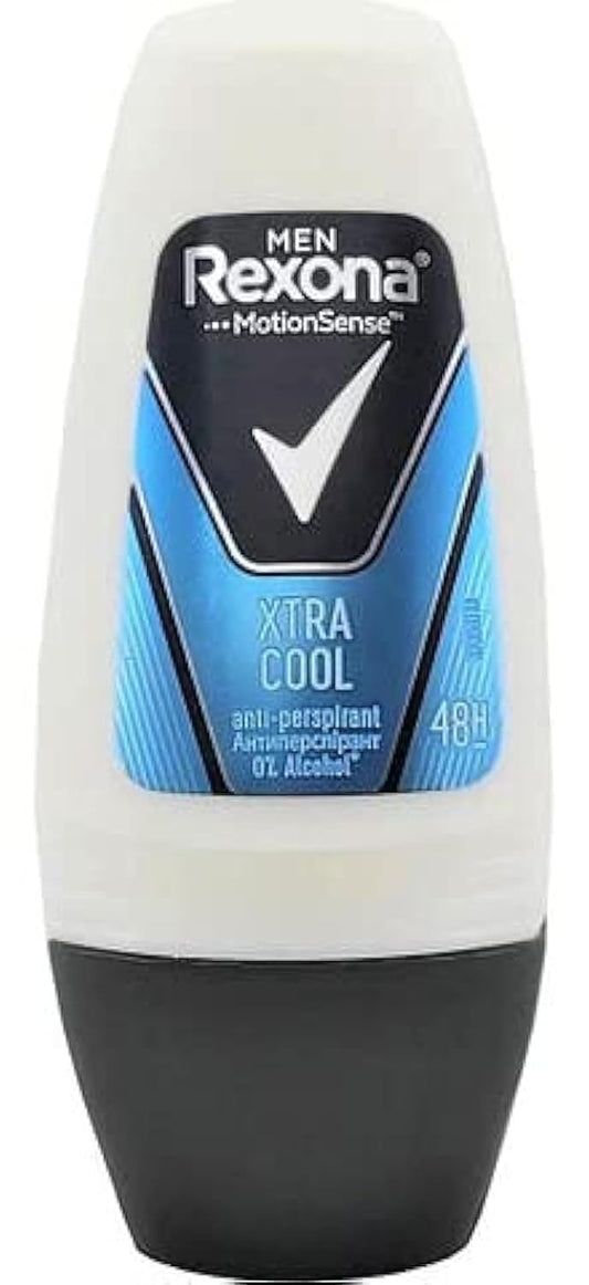 Rexona Men Xtra Cool antiperspirant roll-on bottle on a white background