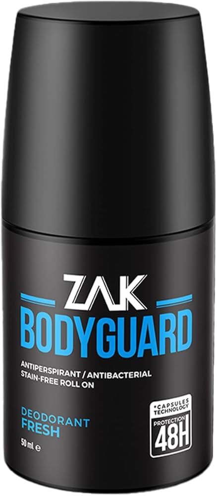 ZAK Bodyguard deodorant roll-on bottle on a white background